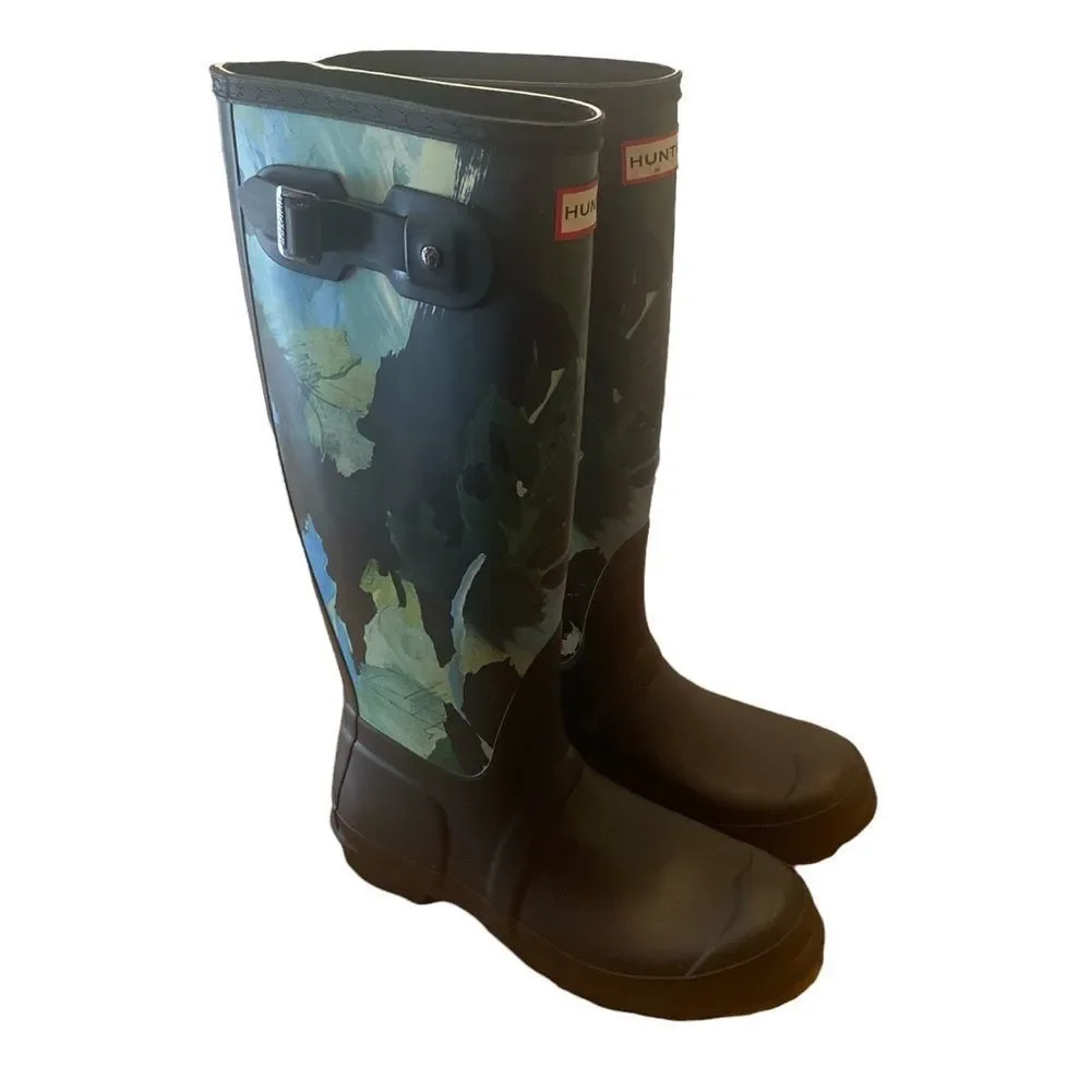 Hunter Original Limited Edition Tall Botanical Print Wellington Boot Siz…